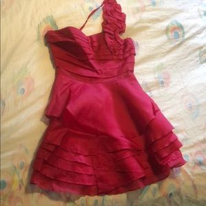 One Strap Megenta Chiffon Cocktail Bebe Dress 6